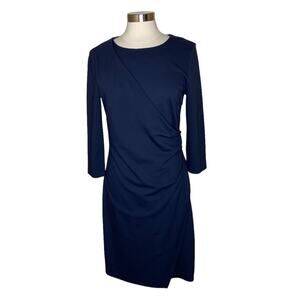 Peserico Faux Wrap Navy Blue Dress Women’s Size US 10 or IT 46 Minimalist